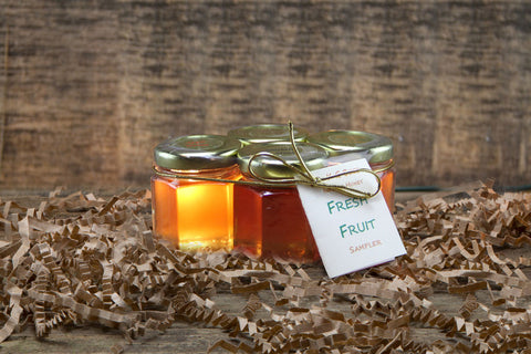 12 oz Fresh Fruit Honey Sampler-  NEW PRODUCT  4 3 ounce jars!