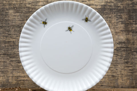 White Honeybee Melamine Plates (Sold in a Set of 4)